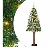 vidaXL Árbol de Navidad articulado con 300 LED con soporte verde de 180 cm, árbol de Navidad con cono de PVC, decoración LED, compacto para salón y jardín, decoración festiva