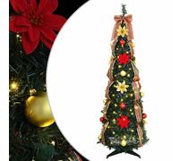 vidaXL Árbol de Navidad Artificial con 100 LED Verde 150 cm PVC, Árbol de Navidad, en Forma de Cono, Plegable y portátil, PVC Resistente, Luces LED, Blanco cálido, decoración de Interior