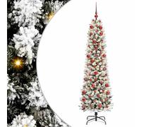 vidaXL Árbol de Navidad Artificial 180 cm PVC, Metal y Plástico, Árbol de Navidad Artificial, en Forma de Cono, Iluminado con LED, Decorativo, Ideal para tu hogar Festivo