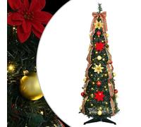 vidaXL Árbol de Navidad Artificial con 50 LED Verde 120 cm PVC, Árbol de Navidad, en Forma de Cono, Plegable y portátil, PVC Resistente, Luces LED, Blanco cálido, decoración de Interior