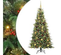 vidaXL Árbol de Navidad artificial con bisagras, verde, 180 cm, polietileno y PVC, moderno árbol de Navidad en forma de cono, decoración duradera para interiores y exteriores, iluminación festiva, luz