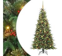vidaXL Árbol de Navidad artificial con bisagras, verde, 210 cm, polietileno y PVC, moderno árbol de Navidad en forma de cono, decoración duradera para interiores y exteriores, iluminación festiva, luz