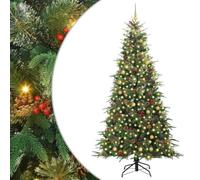 vidaXL Árbol de Navidad artificial con bisagras, verde, 240 cm, polietileno y PVC, moderno árbol de Navidad en forma de cono, decoración duradera para interiores y exteriores, iluminación festiva, luz