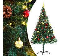 vidaXL Árbol de Navidad Artificial con Bolas y Luces LED Decoración Adornos Festivos Navideño Vacaciones Patio Interior Exterior 150 cm Verde