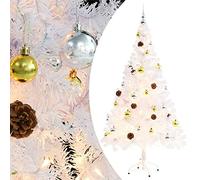 vidaXL Árbol de Navidad Artificial con Bolas y Luces LED Decoración Adornos Festivos Navideño Vacaciones Patio Interior Exterior 150 cm Blanco