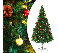 vidaXL Árbol de Navidad Artificial con Bolas y Luces LED Decoración Adornos Festivos Navideño Vacaciones Patio Interior Exterior 210 cm Verde