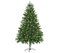 vidaXL Árbol de Navidad Artificial con Leds de 180 x 90 cm. Hecho de Material PE Verde. Ideal para Interiores. Viene con Soporte y Luces LED en Cadena. Tiene 8 Modos de iluminación y se alimenta por