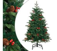 vidaXL Árbol de Navidad Artificial con Piñas y Bayas, Decoración para Fiestas, Adorno Navideño, Árbol Realista para Hogar Exterior, 150 cm