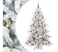 vidaXL Árbol de Navidad Artificial con Ramas articuladas 180 cm PVC, Árbol de Navidad Moderno en Forma de Cono, decoración Vertical, Plegable, LED con USB, Ideal para Fiestas