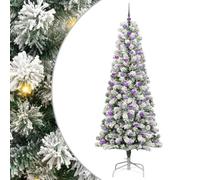 vidaXL Árbol de Navidad Artificial con Ramas articuladas 240 cm PVC, Arbolito de Navidad Artificial, diseño cónico, decoración Moderna, PVC Realista, para Exteriores, con LED