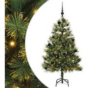 vidaXL Árbol de Navidad Artificial con Ramas Plegables y Conos 150 cm, Árbol de Navidad Moderno, en Forma de Cono, con Luces LED, Decorativo para jardín, Sala o terraza