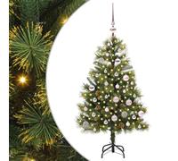 vidaXL Árbol de Navidad Artificial con Ramas Plegables y Conos 150 cm, Árbol de Navidad Moderno, en Forma de Cono, con Luces LED, Decorativo para jardín, Sala o terraza