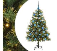 vidaXL Árbol de Navidad Artificial con Ramas Plegables y Conos 150 cm, Árbol de Navidad Moderno, en Forma de Cono, con Luces LED, Decorativo para jardín, Sala o terraza