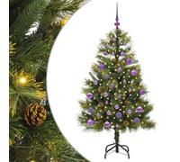 vidaXL Árbol de Navidad Artificial con Ramas Plegables y Conos 150 cm, Árbol de Navidad Moderno, en Forma de Cono, con Luces LED, Decorativo para jardín, Sala o terraza