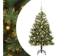vidaXL Árbol de Navidad Artificial con Ramas Plegables y Conos 150 cm, Árbol de Navidad Moderno, en Forma de Cono, con Luces LED, Decorativo para jardín, Sala o terraza