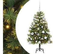 vidaXL Árbol de Navidad Artificial con Ramas Plegables y Conos 150 cm, Árbol de Navidad Moderno, en Forma de Cono, con Luces LED, Decorativo para jardín, Sala o terraza