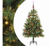 vidaXL Árbol de Navidad Artificial con Ramas Plegables y Conos 150 cm, Árbol de Navidad Moderno, en Forma de Cono, con Luces LED, Decorativo para jardín, Sala o terraza