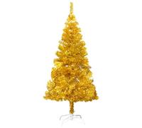 vidaXL Árbol de Navidad Artificial con Soporte Decoración Navideña Vacaciones Estable Interior Exterior Fiesta Decorativa Dorado Pet 210 cm