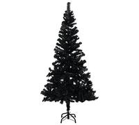 vidaXL Árbol de Navidad Artificial con Soporte Invertido Decoración Adornos Festivos Navideño Vacaciones Interior Exterior Negro PVC 120cm