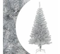 vidaXL Árbol de Navidad Artificial con Soporte Invertido Decoración Adornos Festivos Vacaciones Plateado PET 120 cm