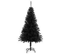 vidaXL Árbol de Navidad Artificial con Soporte Decoración Navideña Vacaciones Estable Interior Exterior Fiesta Decorativa Negro PVC 150 cm