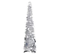 vidaXL Árbol de Navidad Artificial Desmontable Decoración Navideña Vacaciones Estable Interior Exterior Fiesta Decorativa Plateado Pet 120 cm