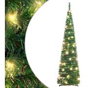vidaXL Árbol de Navidad Artificial Desplegable, Adorno Navideño con 50 LED Soporte, Árbol Iluminado, Luces Decorativas de Navidad, Verde 120 cm