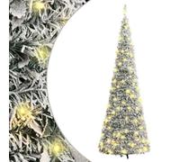 vidaXL Árbol de Navidad Artificial Desplegable, Adorno Navideño con Nieve 200 LED Soporte, Árbol Iluminado, Luces Decorativas de Navidad, 210 cm