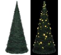 vidaXL Árbol de Navidad Artificial Emergente Tira LED Decoración Adornos Festivos Navideño Vacaciones Patio Interior Exterior Verde 210 cm