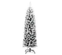 vidaXL Árbol de Navidad Artificial Estrecho con Nieve Decoración Adornos Festivos Navideño Realista Interior Exterior Económica PVC Verde 150 cm