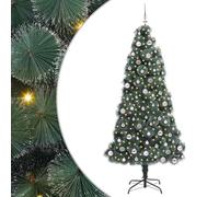 vidaXL Árbol de Navidad artificial iluminado con set de bolas 240 cm, Sala de estar, Árbol moderno en forma cónica, Iluminación integrada, Decoración navideña interior, Decoración festiva, Adornos LED