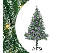 vidaXL Árbol de Navidad Artificial Nevado con Luz LED Verde y 150 cm, Árbol de Navidad Artificial, con Forma de Cono, Decoración Navideña Moderna, Luz LED, Uso en Interior, Decorativo y Duradero