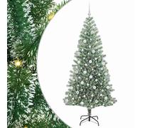 vidaXL Árbol de Navidad Artificial Nevado con Luz LED Verde y 210 cm, Árbol de Navidad Artificial, con Forma de Cono, Decoración Navideña Moderna, Luz LED, Uso en Interior, Decorativo y Duradero