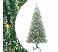 vidaXL Árbol de Navidad Artificial Nevado con Luz LED Verde y 240 cm, Árbol de Navidad Artificial, con Forma de Cono, Decoración Navideña Moderna, Luz LED, Uso en Interior, Decorativo y Duradero