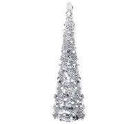 vidaXL Árbol de Navidad Artificial Plegable Decoración Desmontable Vacaciones Ligero Adornos Festivos Artificial Navideño Pet Plateado 180 cm