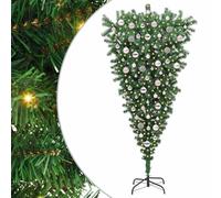 vidaXL Árbol de Navidad Artificial pre-Iluminado al revés con Set de Bolas, Sala, árbol Moderno al revés, Luces LED, decoración navideña única, Verde para Interiores