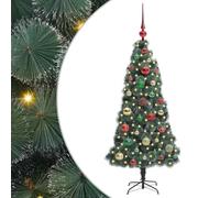 vidaXL Árbol de Navidad Artificial Preiluminado con Conjunto de Bolas, Sala de Estar, Árbol Moderno en Forma cónica, Iluminación integrada, Decoración navideña Interior, Decoración Festiva, Adornos L
