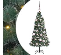 vidaXL Árbol de Navidad Artificial Preiluminado con Juego de Bolas, Sala de Estar, Árbol Moderno en Forma cónica, Iluminación integrada, Decoración navideña Interior, Decoración Festiva, Adornos LED