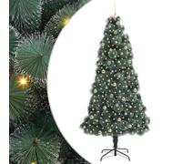 vidaXL Árbol de Navidad Artificial Preiluminado con Juego de Bolas, Sala de Estar, Árbol Moderno en Forma cónica, Iluminación integrada, Decoración navideña Interior, Decoración Festiva, Adornos LED