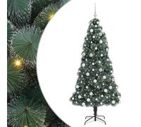 vidaXL Árbol de Navidad Artificial Preiluminado con Set de Bolas, Sala de Estar, Árbol Moderno en Forma cónica, Iluminación integrada, Decoración navideña Interior, Decoración Festiva, Adornos LED