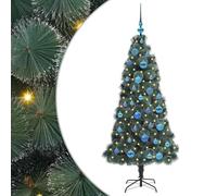 vidaXL Árbol de Navidad Artificial preiluminado con Set de Bolas, Sala de Estar, Árbol Moderno en Forma cónica, Iluminación integrada, Decoración navideña Interior, Decoración Festiva, Adornos LED
