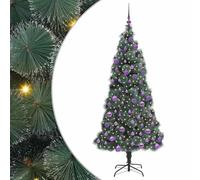 vidaXL Árbol de Navidad Artificial preiluminado con Set de Bolas, Sala de Estar, Árbol Moderno en Forma cónica, Iluminación integrada, Decoración navideña Interior, Decoración Festiva, Adornos LED