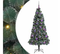 vidaXL Árbol de Navidad Artificial Preiluminado con Set de Bolas, Sala de Estar, Árbol Moderno en Forma cónica, Iluminación integrada, Decoración navideña Interior, Decoración Festiva, Adornos LED
