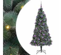 vidaXL Árbol de Navidad Artificial preiluminado con Set de Bolas, Sala de Estar, Árbol Moderno en Forma cónica, Iluminación integrada, Decoración navideña Interior, Decoración Festiva, Adornos LED