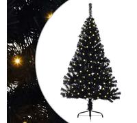 vidaXL Árbol de Navidad Artificial Preiluminado Negro 120 cm PVC, Arbolito de Navidad en Forma de Cono, con Luces LED, decoración Festiva, Ilumina tu Exterior