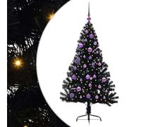 vidaXL Árbol de Navidad Artificial Preiluminado Negro 150 cm PVC, Árbol de Navidad Moderno en Cono, Iluminación Navideña por USB, Pantalla LED, Decoración Festiva para Sala de Estar y Jardín