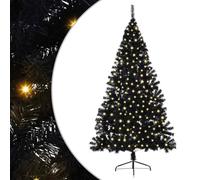 vidaXL Árbol de Navidad Artificial Preiluminado Negro 180 cm PVC, Arbolito de Navidad en Forma de Cono, con Luces LED, decoración Festiva, Ilumina tu Exterior