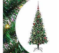 vidaXL Árbol de Navidad Artificial Preiluminado Verde 150 cm, Salon, Árbol de Navidad Moderno en Forma de Cono, LED Pre-Iluminado, Decoración Exterior Resistente para Fiestas