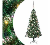 vidaXL Árbol de Navidad Artificial Preiluminado Verde 150 cm, Salon, Árbol de Navidad Moderno en Forma de Cono, LED Pre-Iluminado, Decoración Exterior Resistente para Fiestas