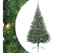 vidaXL Árbol de Navidad Artificial Preiluminado Verde 210 cm PVC, Árbol de Navidad Moderno en Cono, Iluminación Navideña por USB, Pantalla LED, Decoración Festiva para Sala de Estar y Jardín